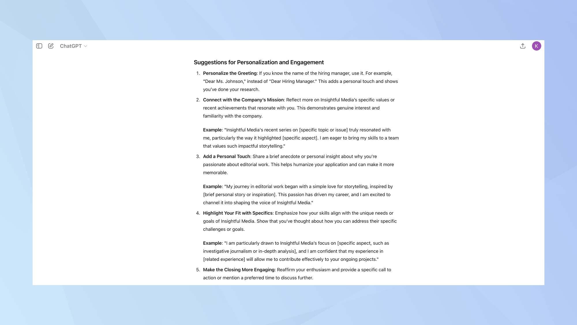 Employing ChatGPT for Personalized Career Storytelling in Application Materials